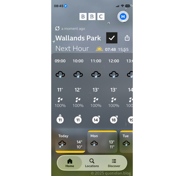 Sunday December 7th (2025) weather blues