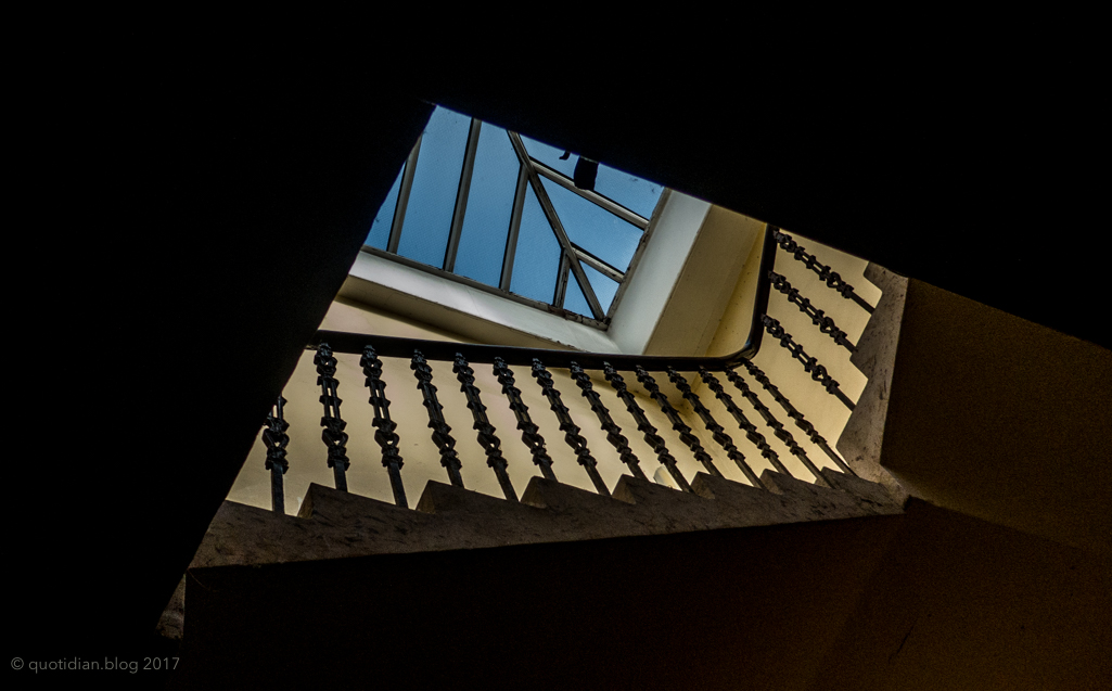 Tuesday September 12th (2017) looking up a stairwell align=
